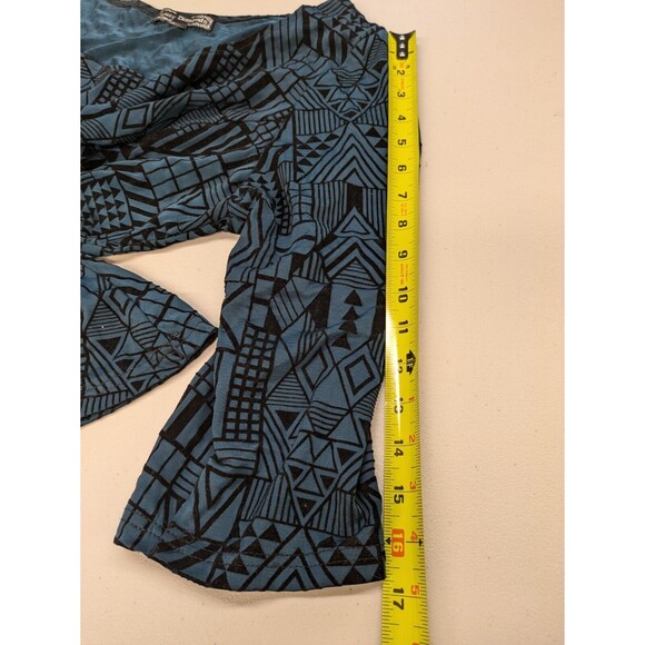 Lucy Diamonds Cropped Peplum Aztec Top Teal Velvet Scoop Neck 1X - Picture 11 of 11